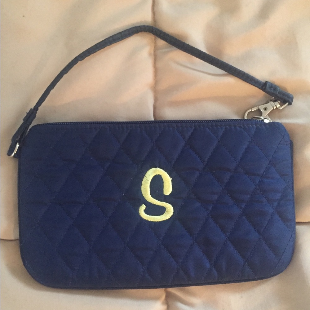 Navy Blue Letter S Wristlet